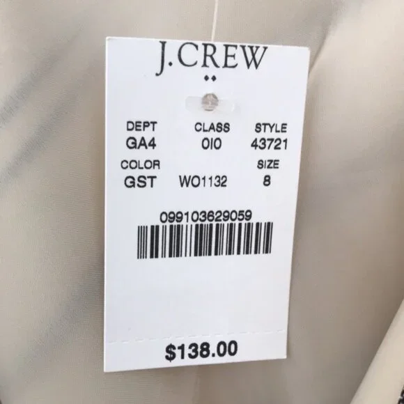 NWT J Crew Gold Striped Mini Cocktail Dress Size 8 - Picture 8 of 9